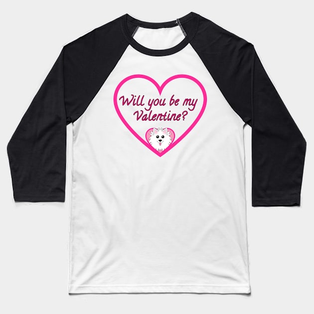 Will you be my Valentine? Pink Heart Baseball T-Shirt by Designs_by_KC